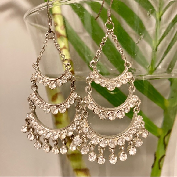 Crystal Small Chandelier Earrings in Silver - Picture 2 of 4